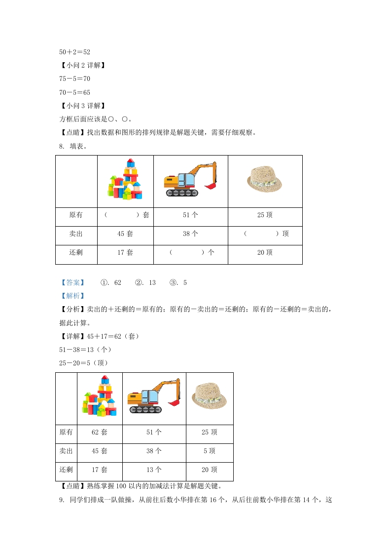 图片[3]-2021-2022学年江苏省淮安市淮安区一年级下册数学月考试题及答案(Word版)-知识笔记