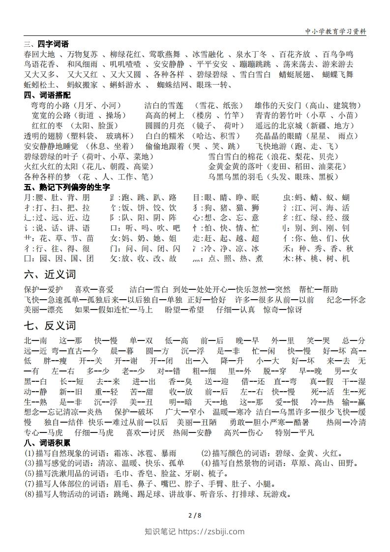 图片[2]-一年级语文下册复习资料(全面、经典)-知识笔记