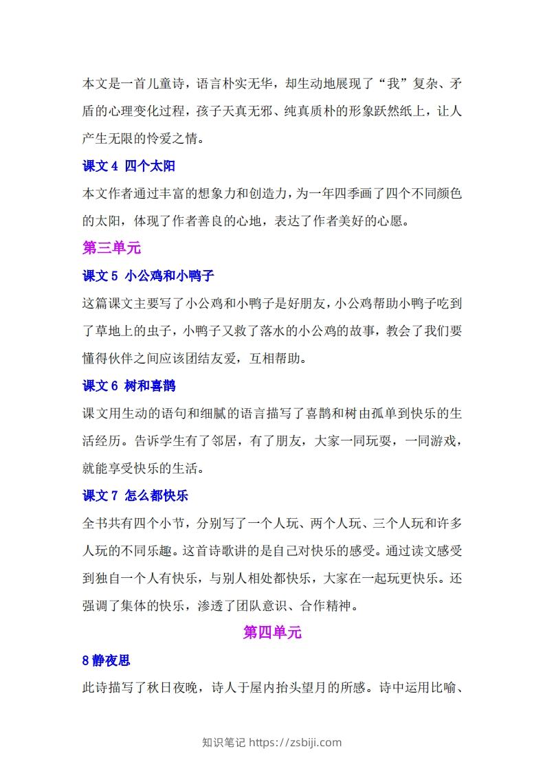 图片[2]-一年级语文下册课文内容中心思想专题归纳汇总-知识笔记