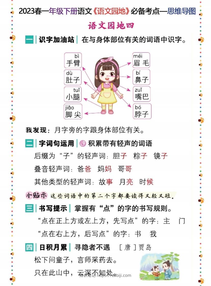 图片[3]-2023春一年级下册语文《语文园地》必备考点—思维导图-知识笔记