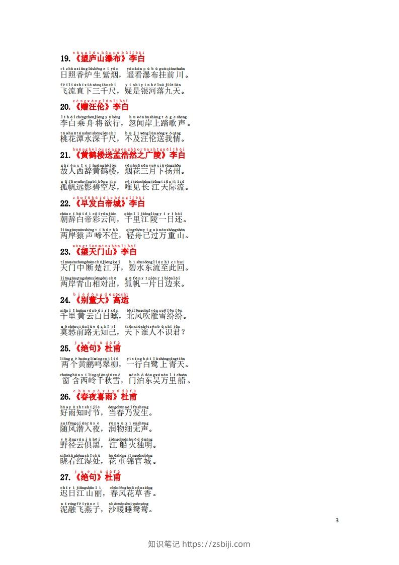 图片[3]-1.2《必背古诗词汇总》（注音版）-知识笔记