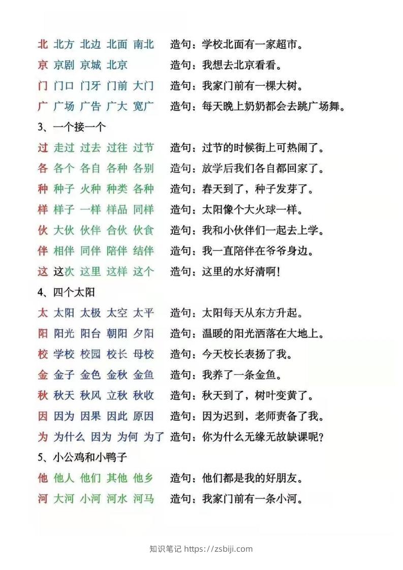 图片[3]-一年级下册生字组词造句阅读本_去水印-知识笔记