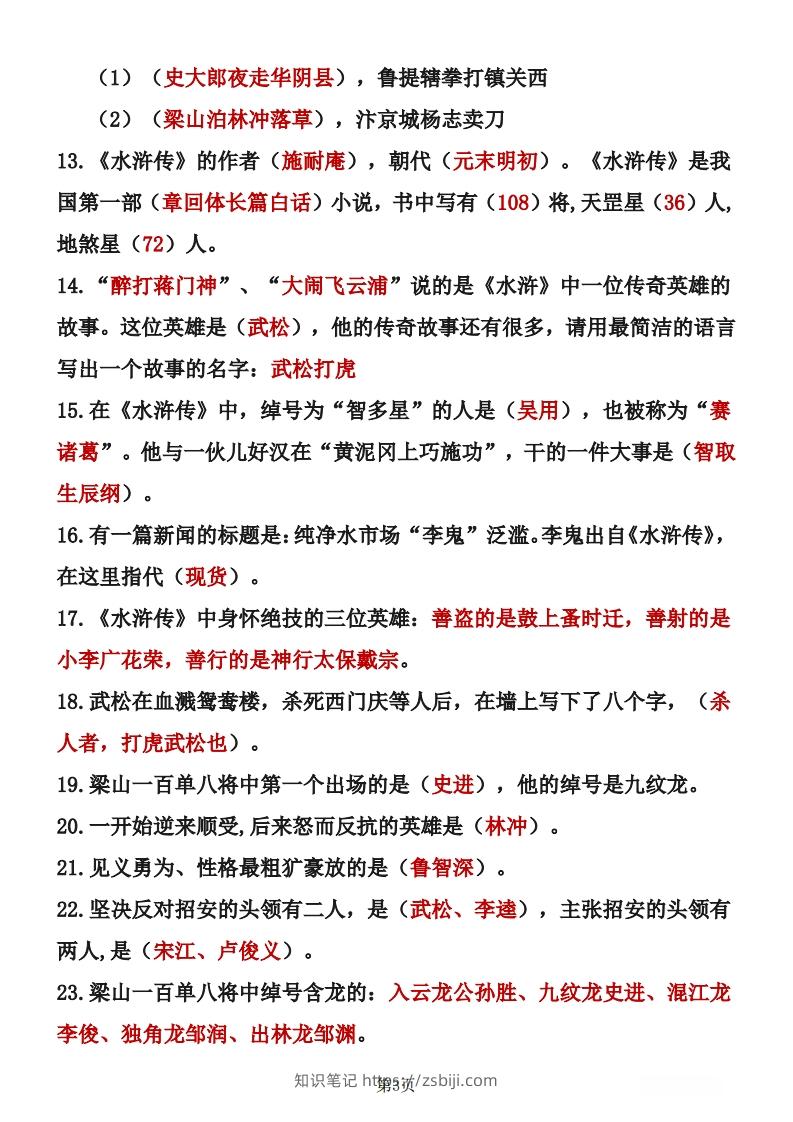 图片[3]-四大名著知识点汇总之《水浒传》-知识笔记