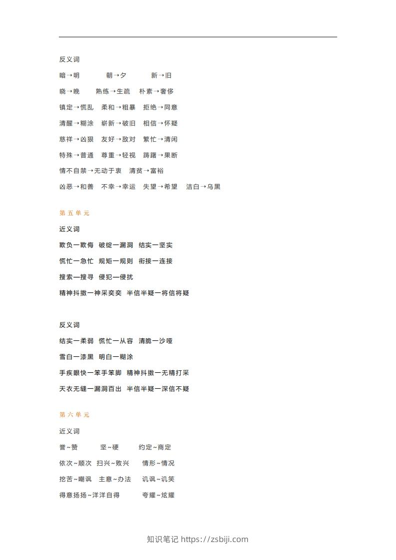 图片[3]-五年级语文下册近义词反义词汇总（部编版）-知识笔记