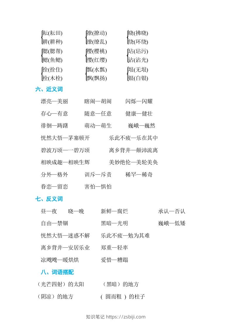 图片[2]-五年级语文下册第一单元单元知识小结（部编版）-知识笔记