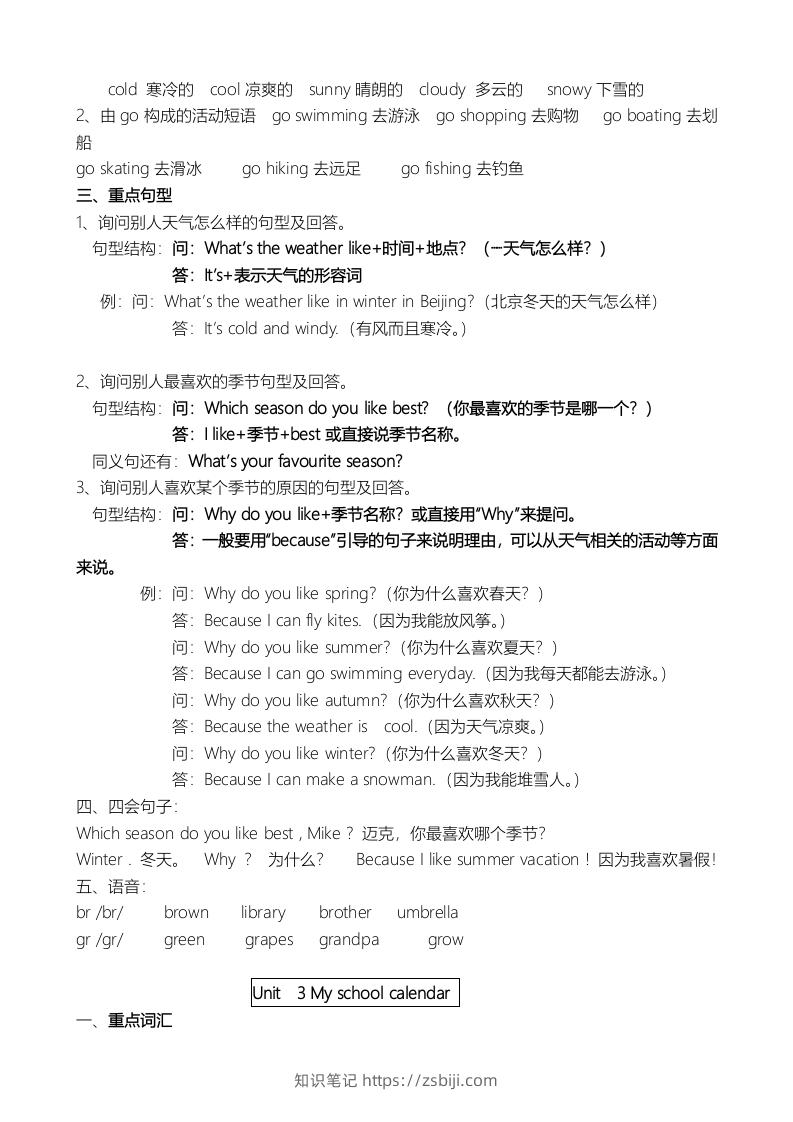 图片[3]-五年级英语下册单元知识点（人教PEP版）-知识笔记