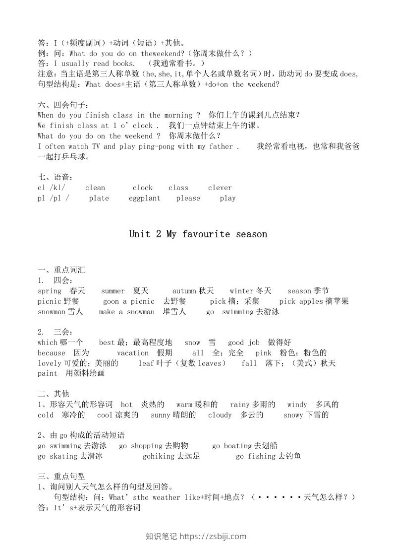 图片[2]-五年级英语下册五英下知识点21页（人教PEP版）-知识笔记
