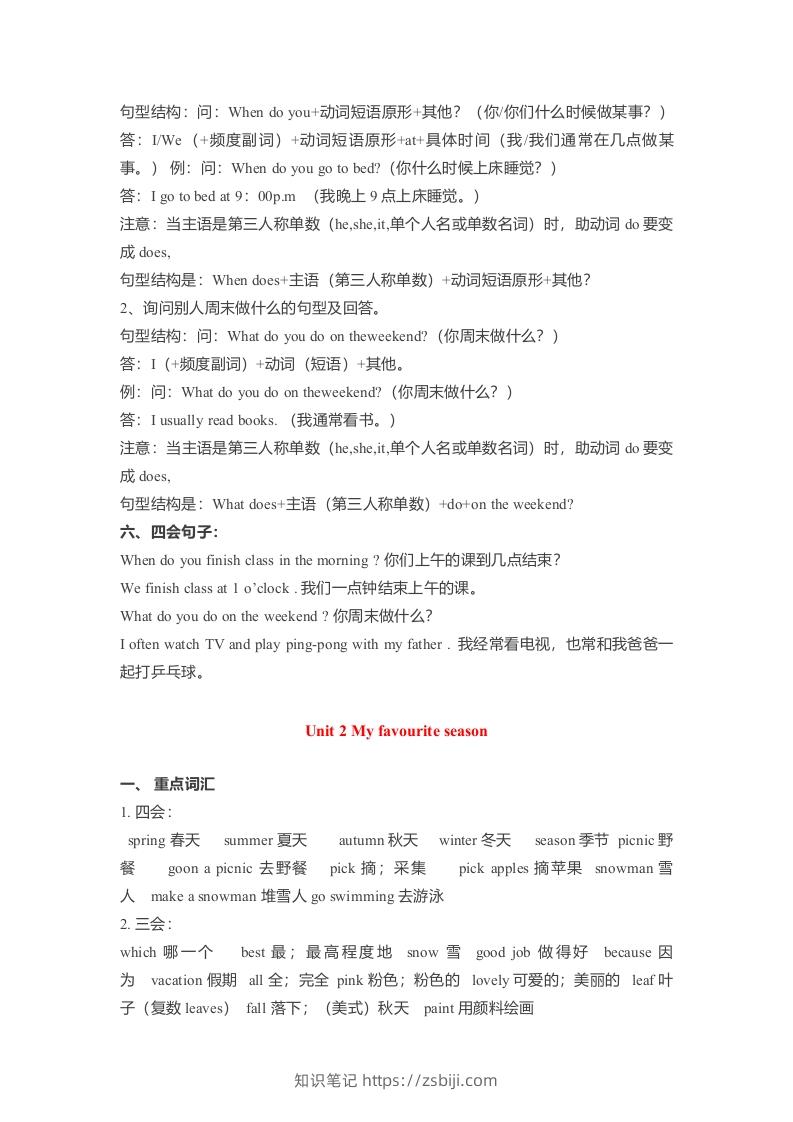 图片[2]-五年级英语下册素材-各单元要点汇总（人教PEP版）-知识笔记