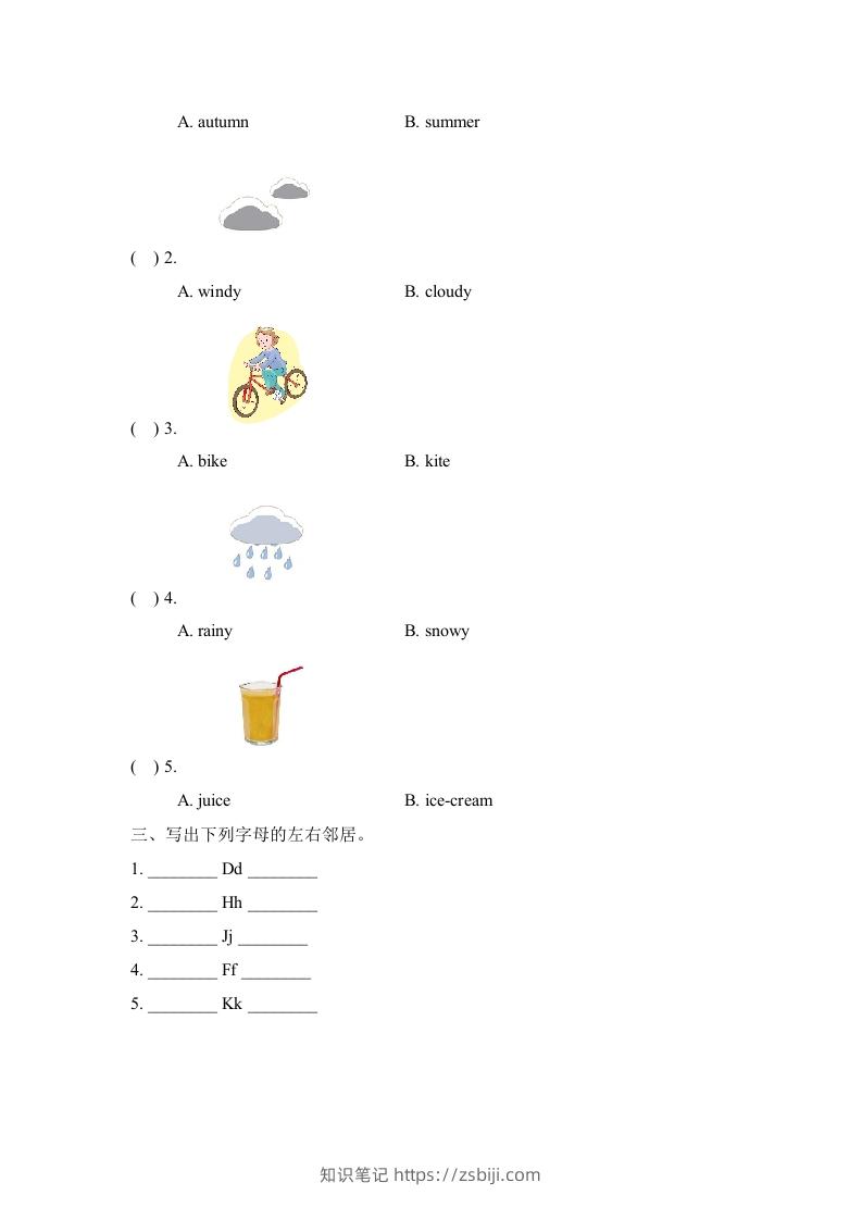 图片[3]-二年级英语下册期中测试(2)（人教版）-知识笔记
