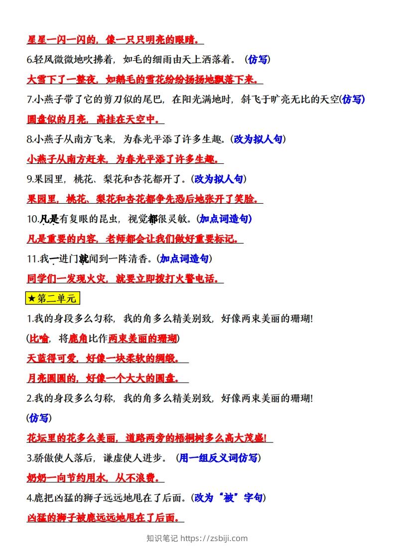 图片[2]-三年级语文下册全册课内重点句子专项练习-知识笔记