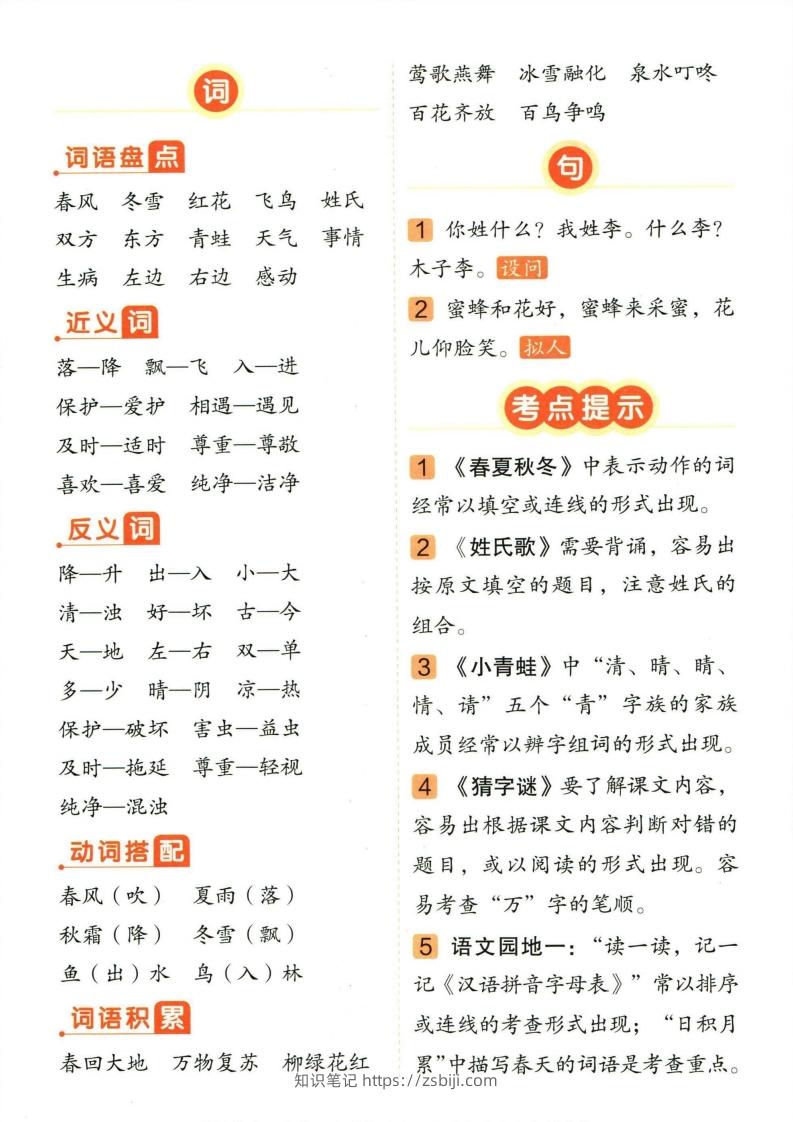 图片[2]-❤一年级下册语文单元总结-知识笔记