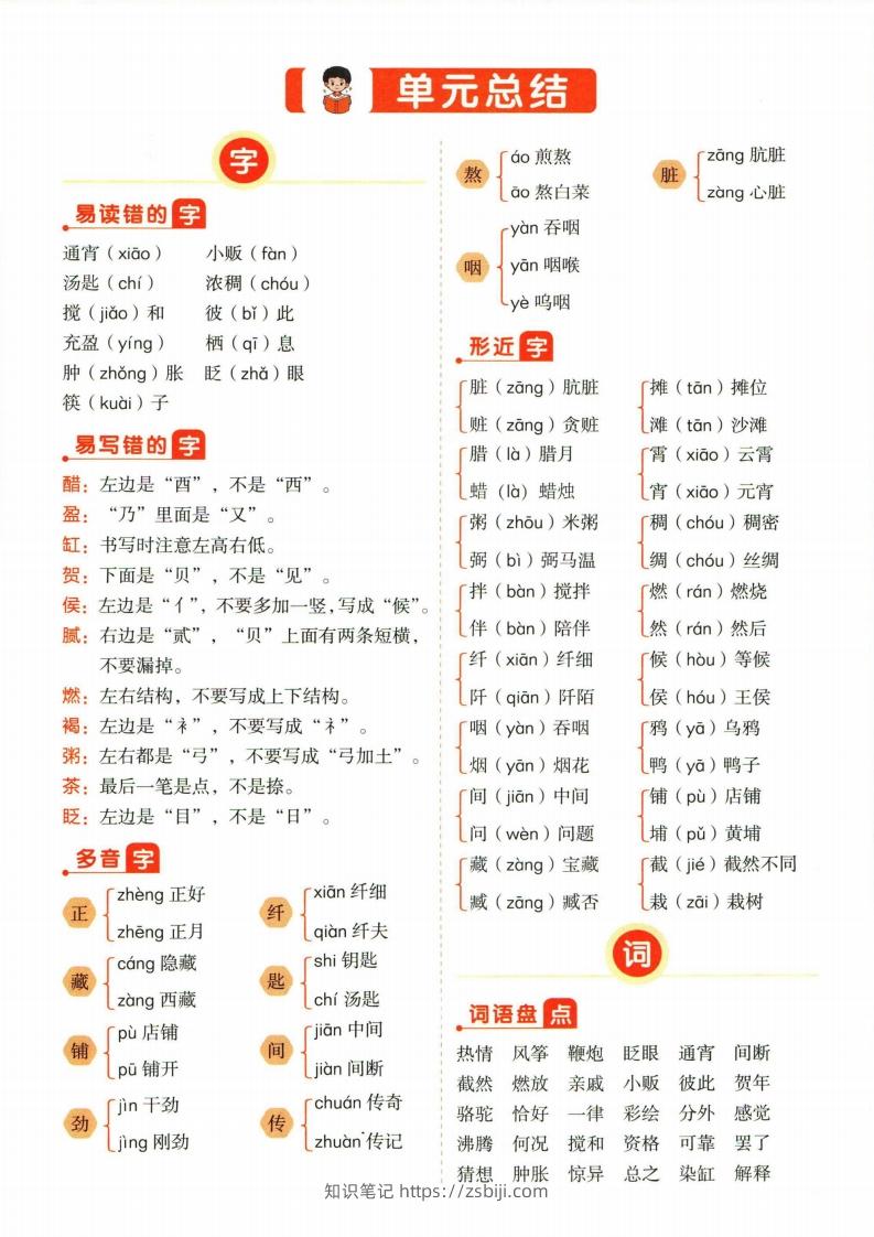❤六年级下册语文单元总结-知识笔记