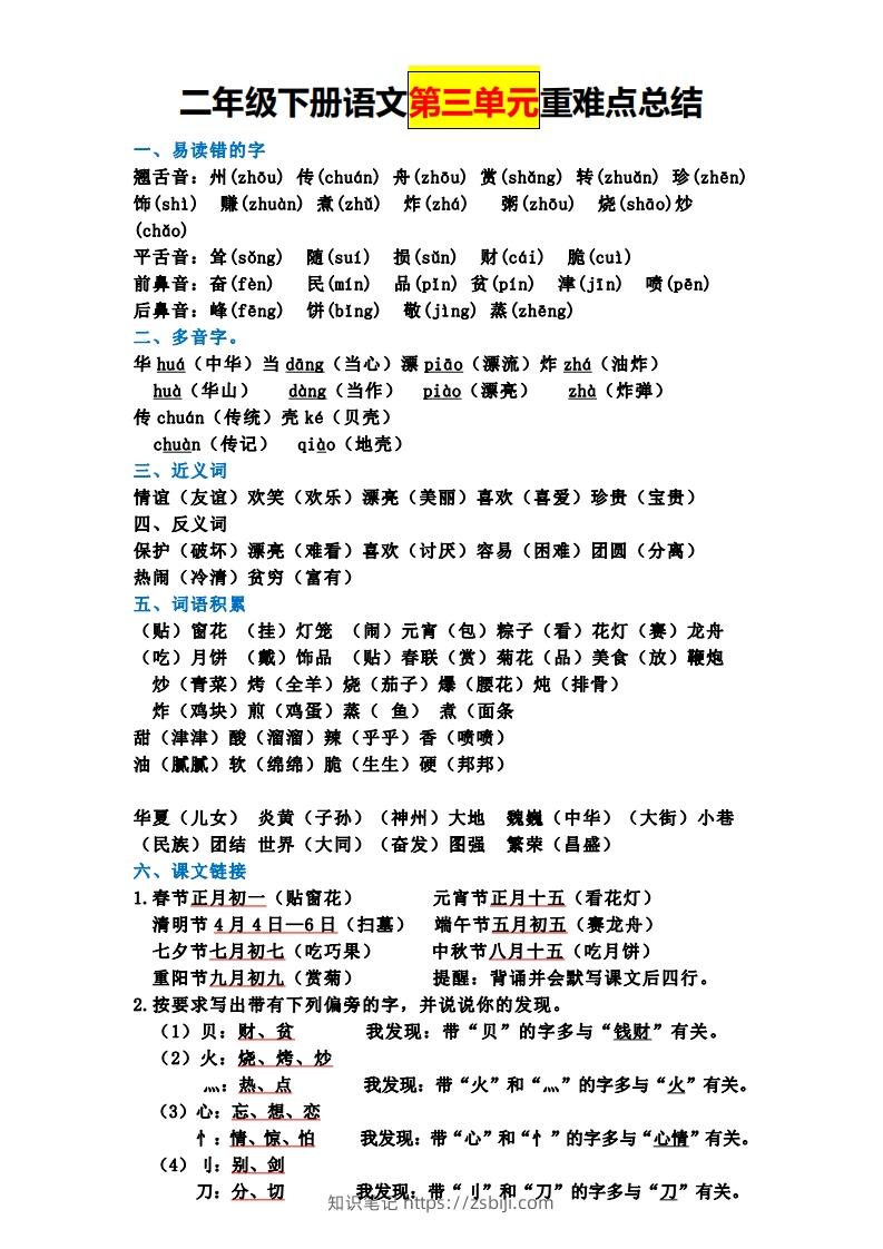 图片[3]-二下语文全册知识点-知识笔记