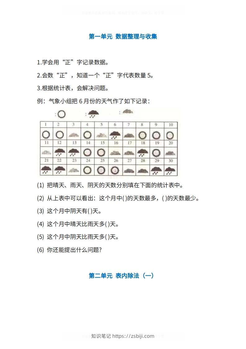 人教版2年级数学下册知识点1-4单元-知识笔记