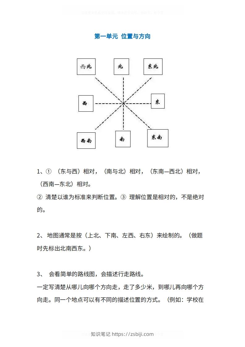 人教版3年级数学下册知识点1-4单元-知识笔记