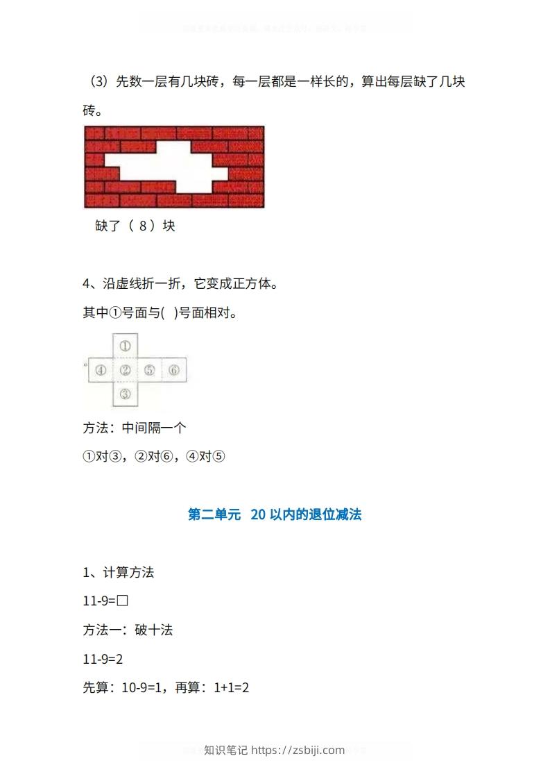图片[2]-人教版1年级数学下册知识点1-4单元-知识笔记