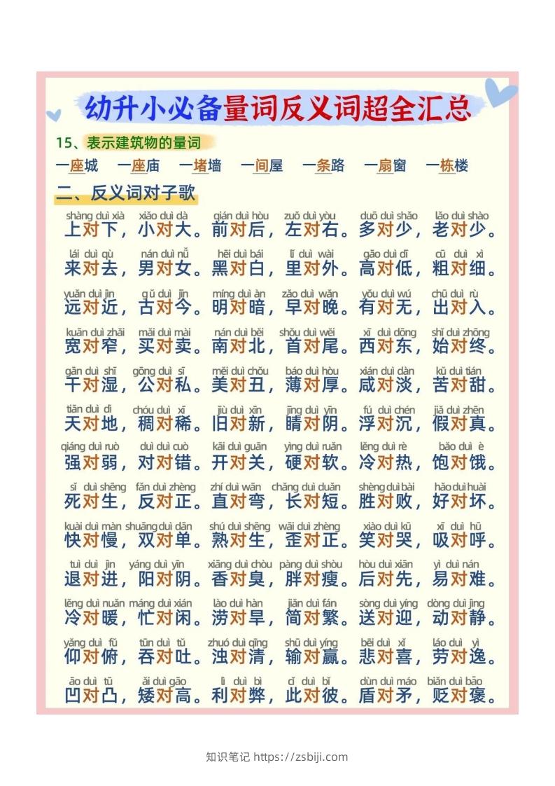 图片[3]-幼小衔接必备量词反义词汇总-知识笔记