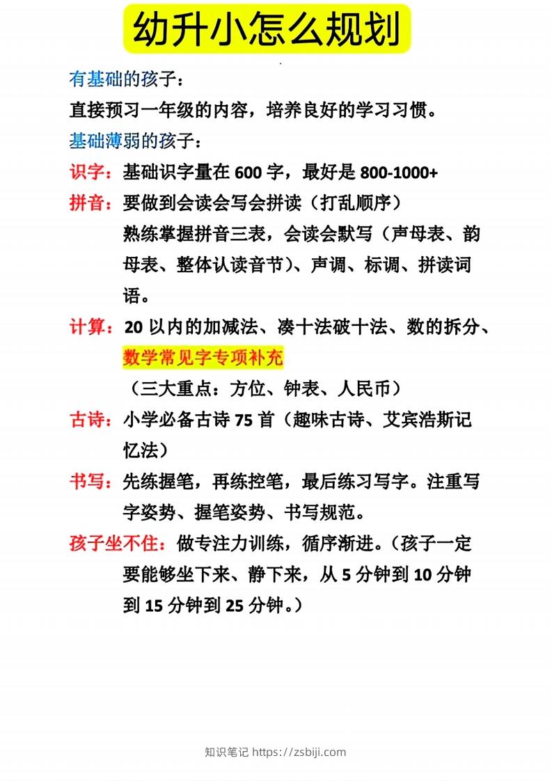 幼升小怎么规划-知识笔记