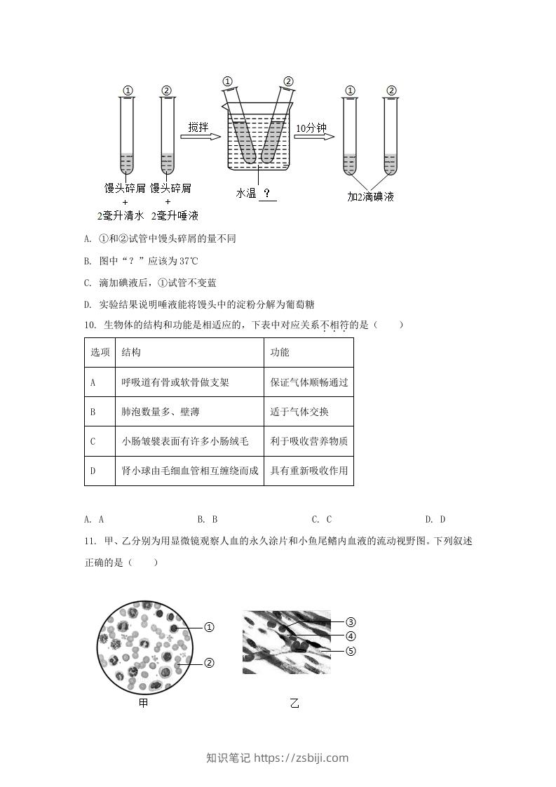 图片[3]-2024年吉林长春中考生物试题及答案(Word版)-知识笔记