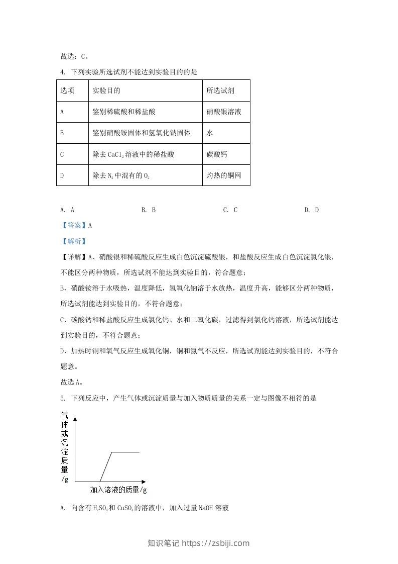 图片[3]-2021-2022学年浙江省衢州市常山县九年级上学期化学期末试题及答案(Word版)-知识笔记