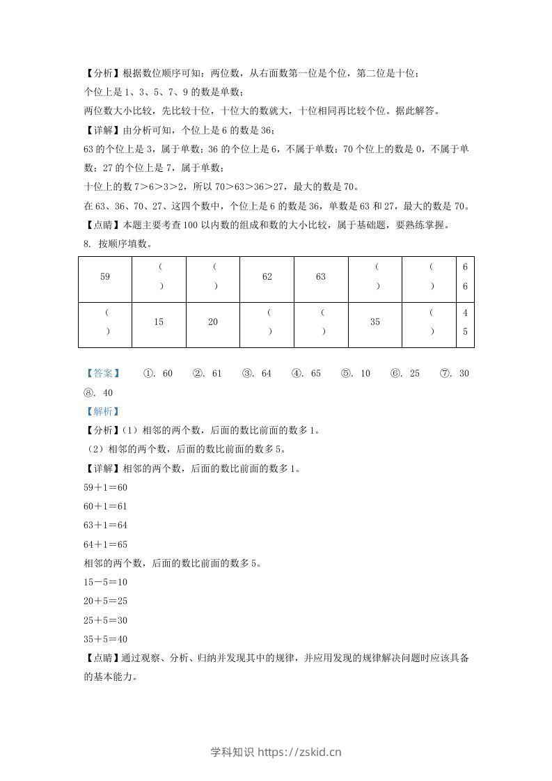 图片[3]-2020-2021学年江苏省徐州市铜山区一年级下册数学期中试题及答案(Word版)-知识笔记