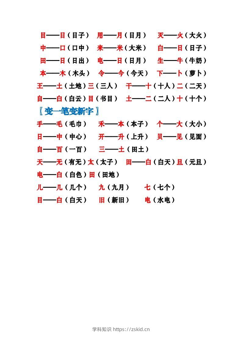 图片[2]-一上语文加加减减变新字梳理汇总+专项练习-知识笔记