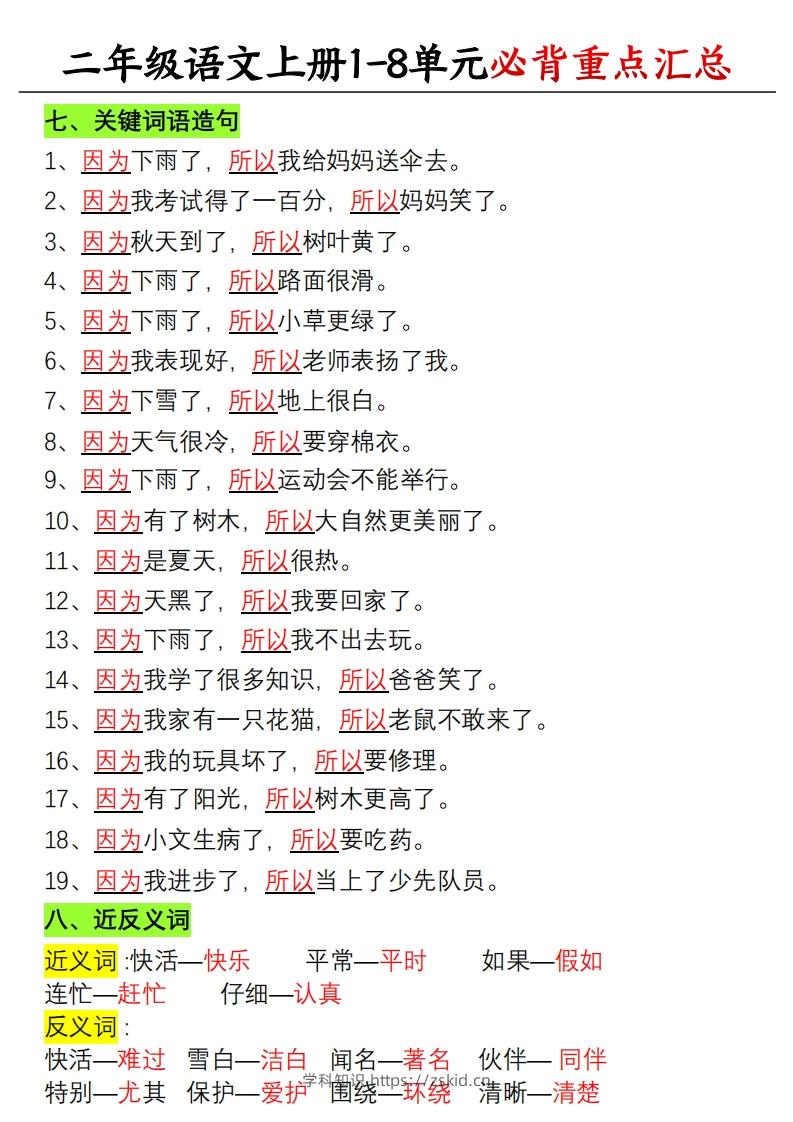图片[3]-【单元必备重点知识汇总】二上语文-知识笔记
