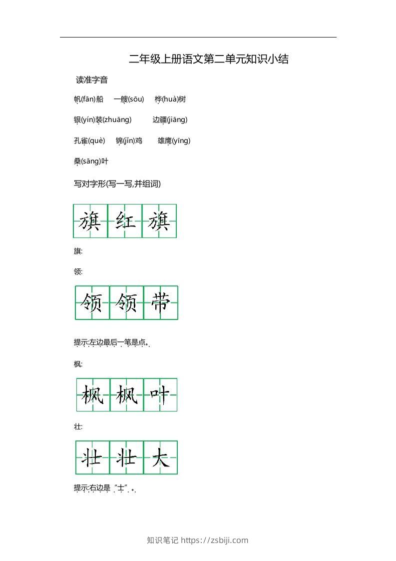 二上语文第二单元知识重点-知识笔记