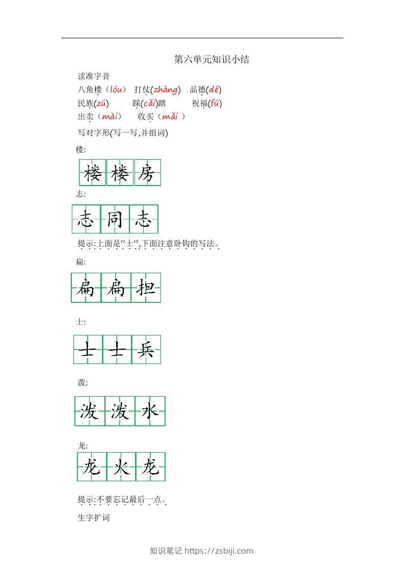 二上语文第六单元知识重点-知识笔记
