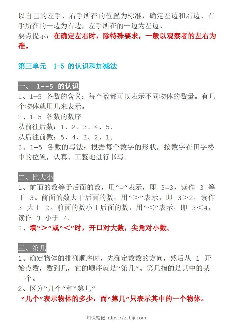 图片[2]-【人教一年级】数学上册必背笔记-知识笔记