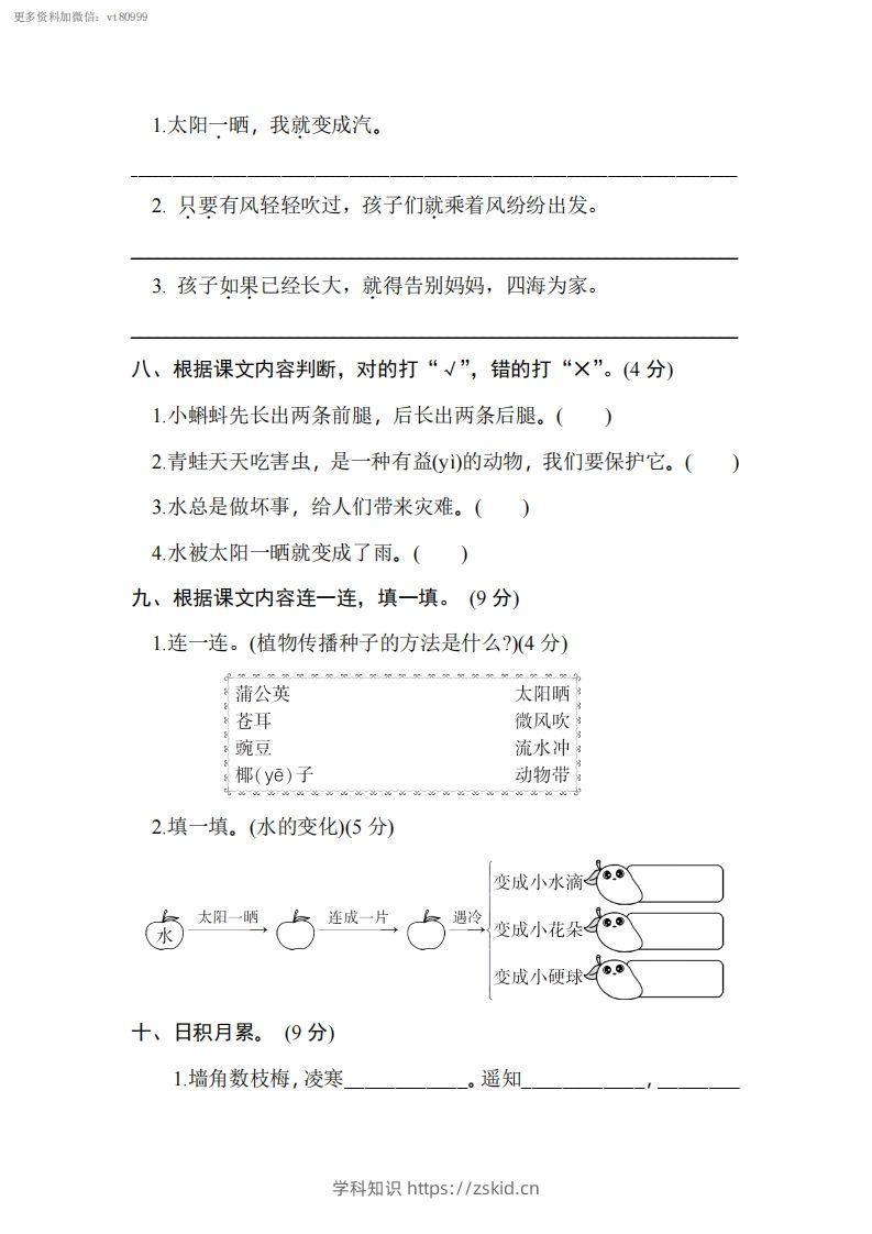 图片[3]-二上语文第一单元综合测试卷-知识笔记