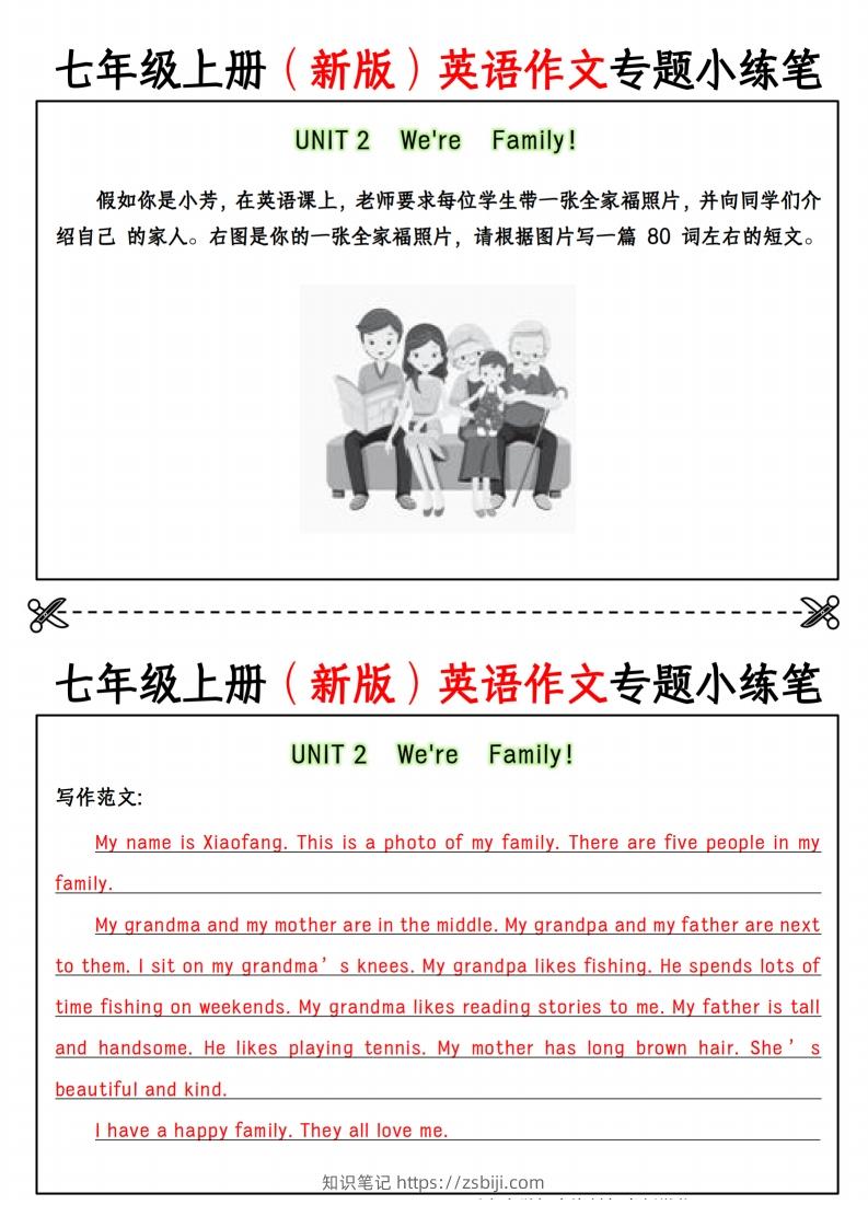 图片[2]-七年级上册（新版）英语作文专题小练笔-知识笔记