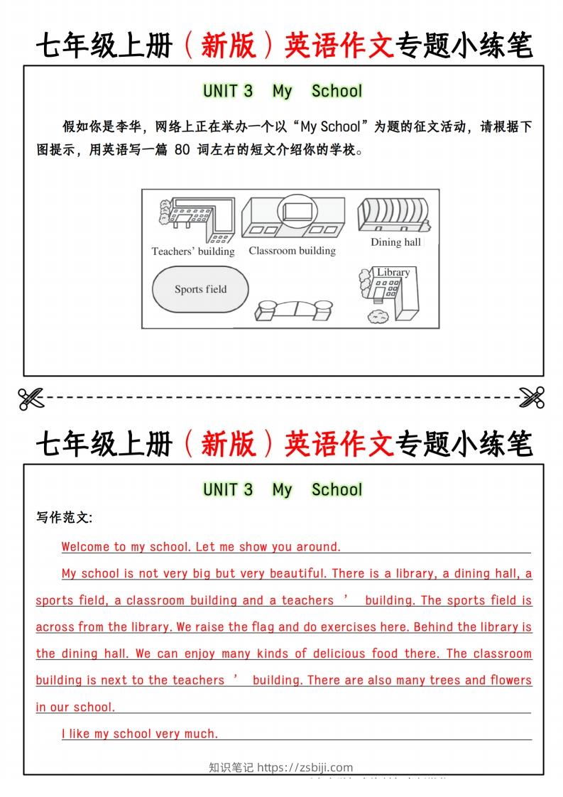 图片[3]-七年级上册（新版）英语作文专题小练笔-知识笔记