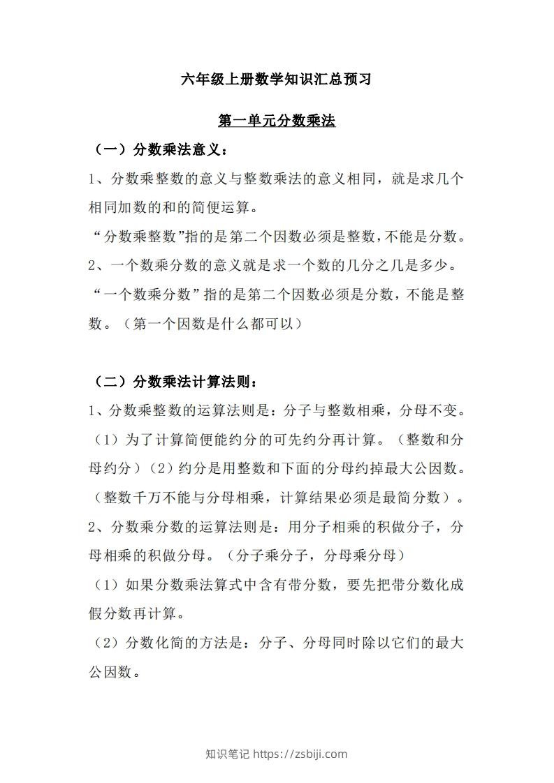 【六上】数学必背汇总-知识笔记