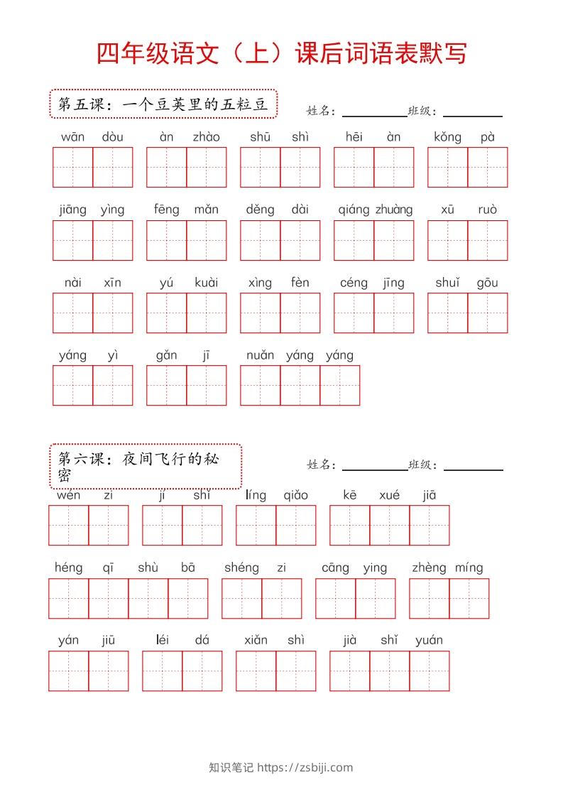 图片[2]-【24新版】四上语文课后词语默写表-知识笔记