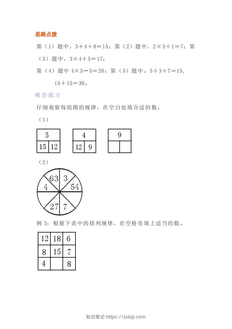 图片[3]-小学四年级上册数学找规律专项练习题-知识笔记