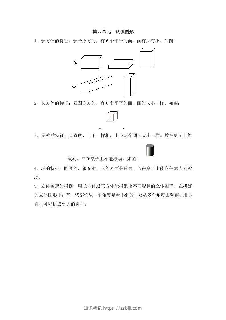 一上数学第四单元认识图形-知识笔记