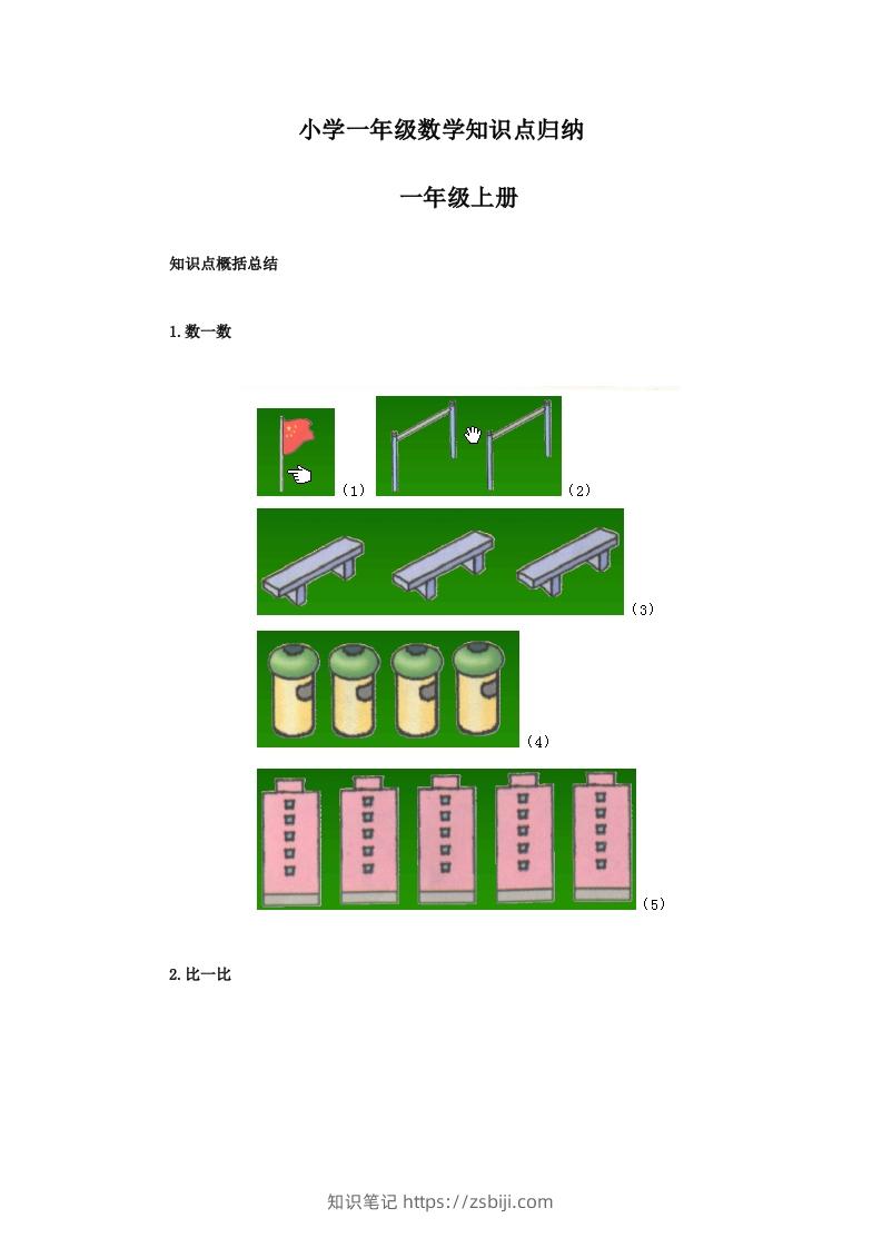 【数学】小学一年级上册数学知识点归纳-知识笔记
