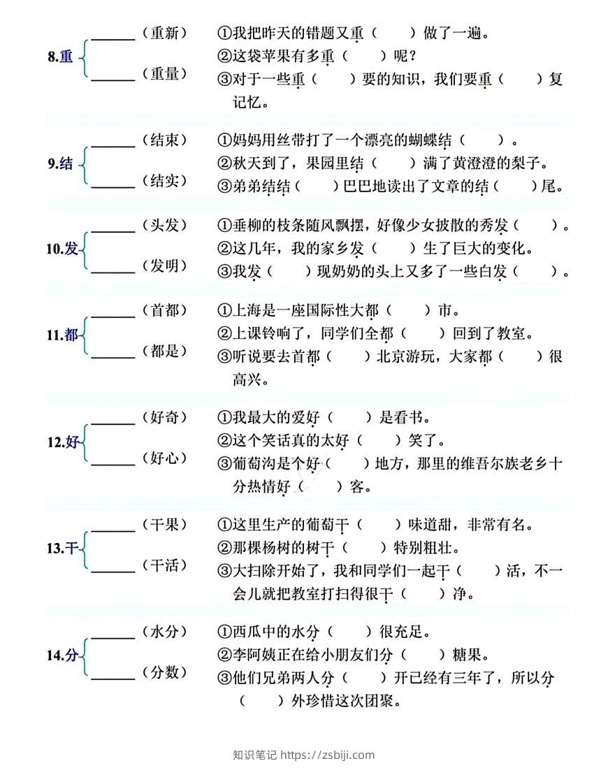 图片[2]-【必会多音字专项练习】二上语文-知识笔记