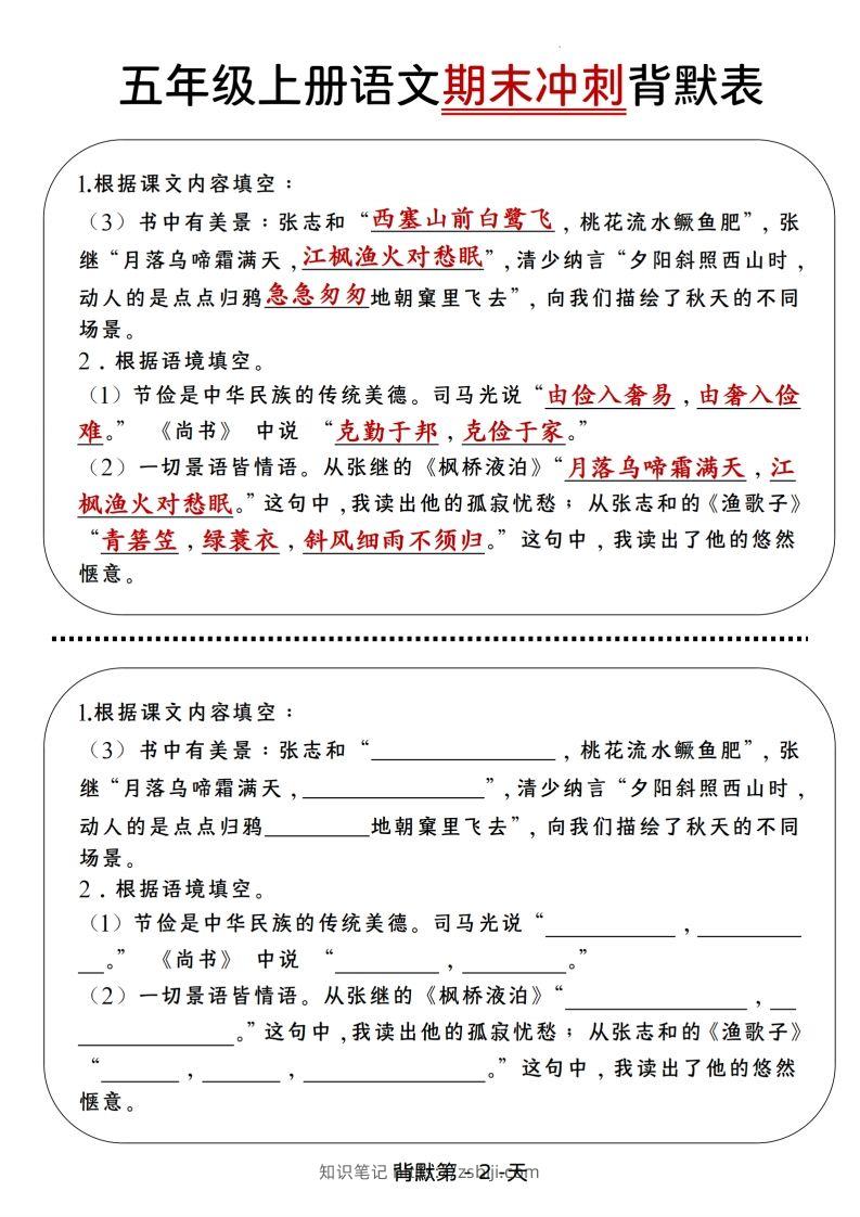 图片[2]-【期末冲刺背默表】五上语文-知识笔记