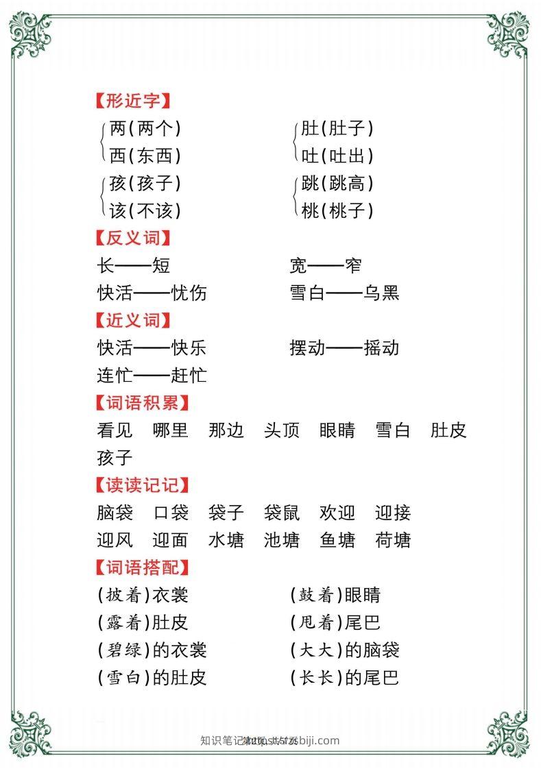 图片[2]-【考点总梳理57页】二上语文-知识笔记