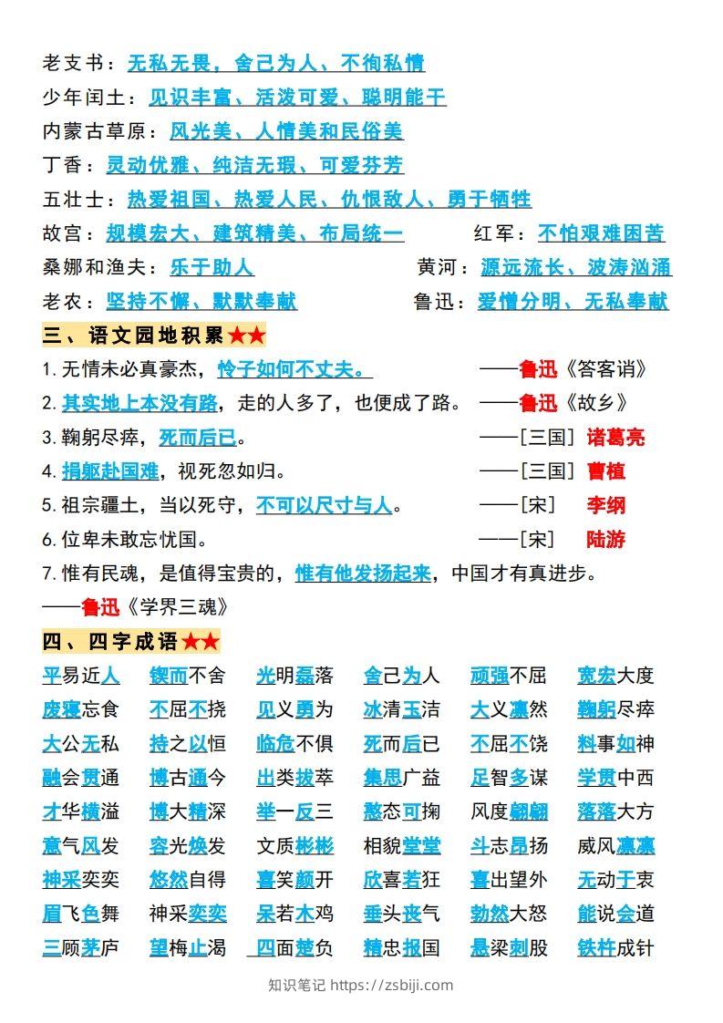 图片[2]-【必背全册重点知识点总结】六上语文-知识笔记