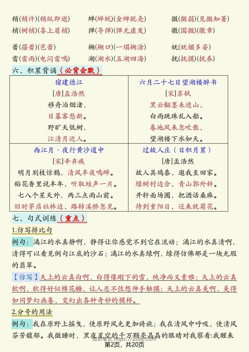 图片[2]-【期末重点考点单元梳理】六上语文-知识笔记