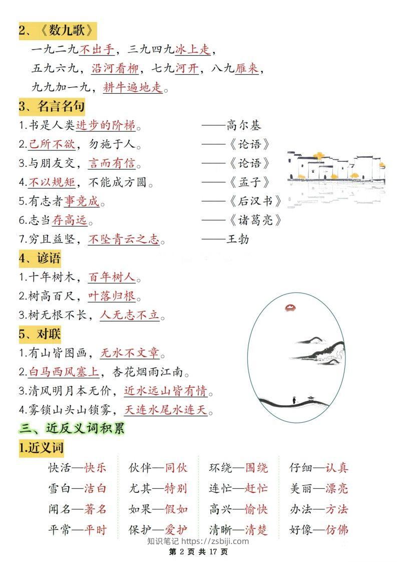 图片[2]-二年级上册语文期末复习必考知识点汇总-知识笔记