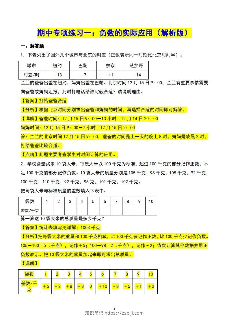 五上苏教版数学【24秋-期中复习专项（答案）】-知识笔记