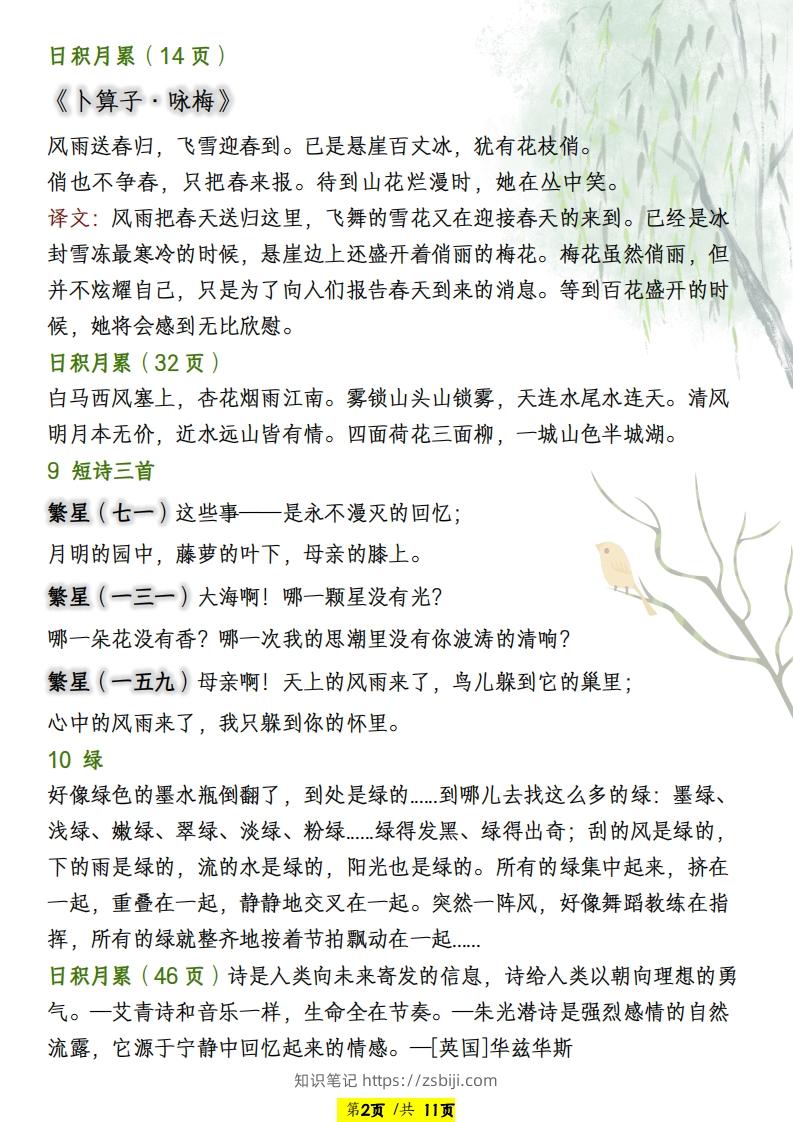 图片[2]-四年级语文下册寒假预习必背篇目-知识笔记