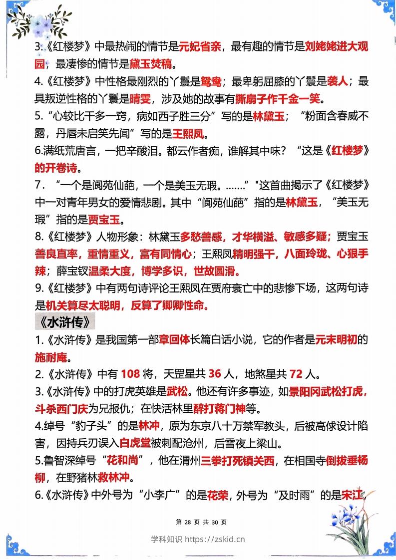 图片[2]-五年级下册语文四大名著常考知识点-知识笔记