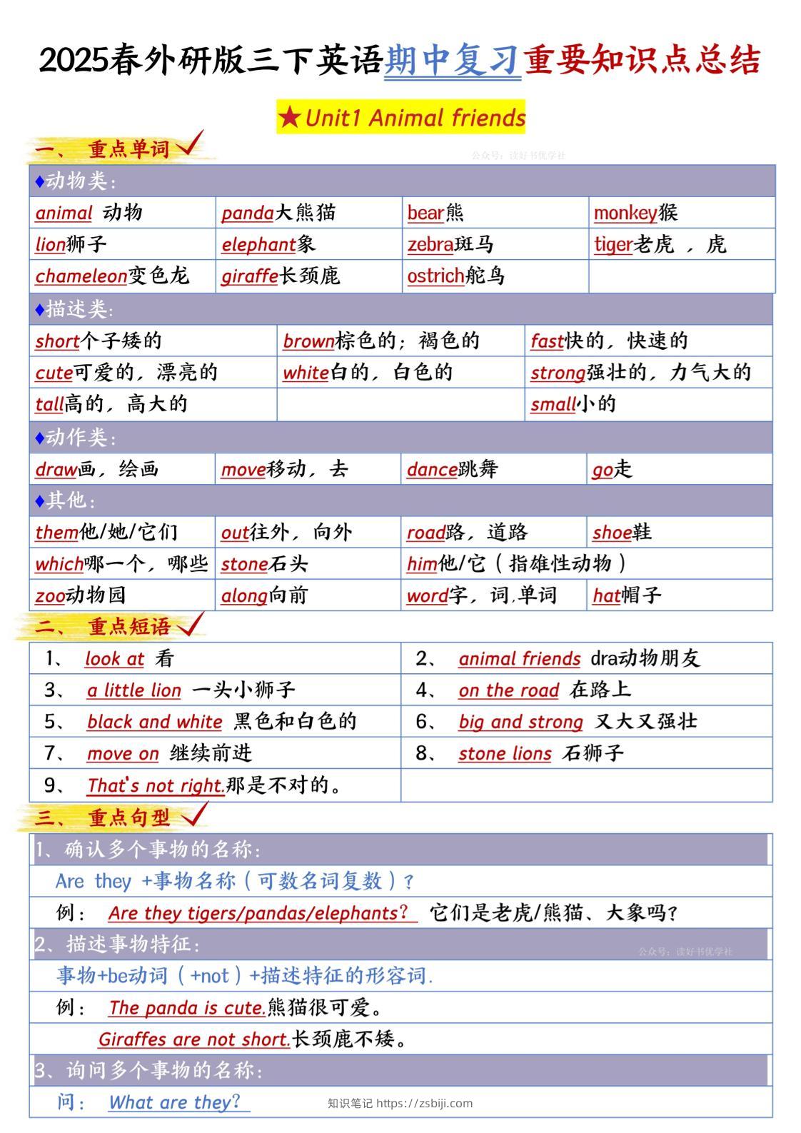三下英语外研期中知识清单1-知识笔记