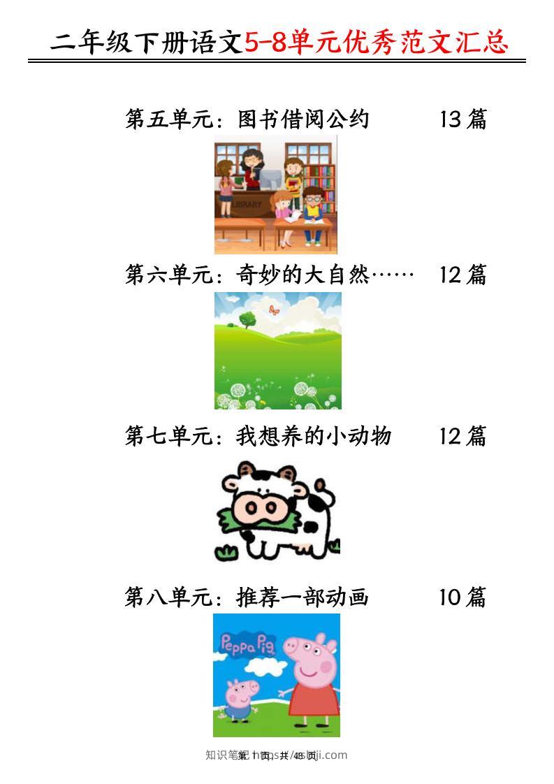 二下语文5-8单元看图写话优秀范文汇总47篇（48页）-知识笔记