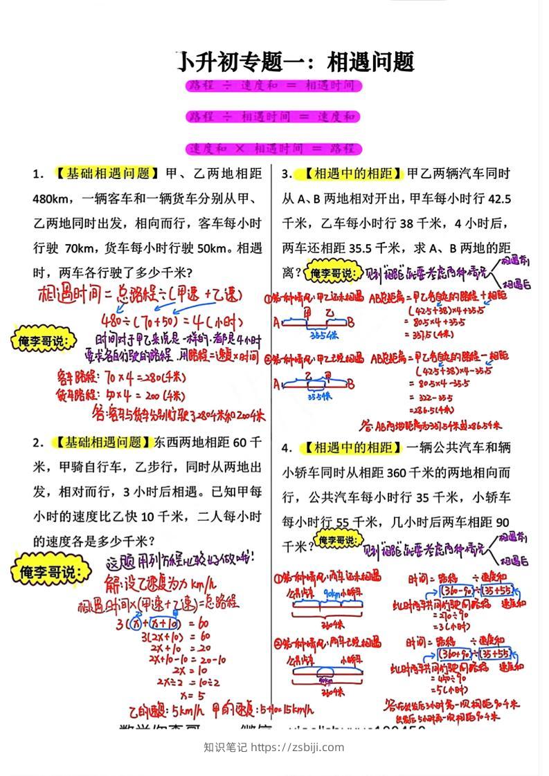 六年级小升初必考应用题12大专题答案-知识笔记
